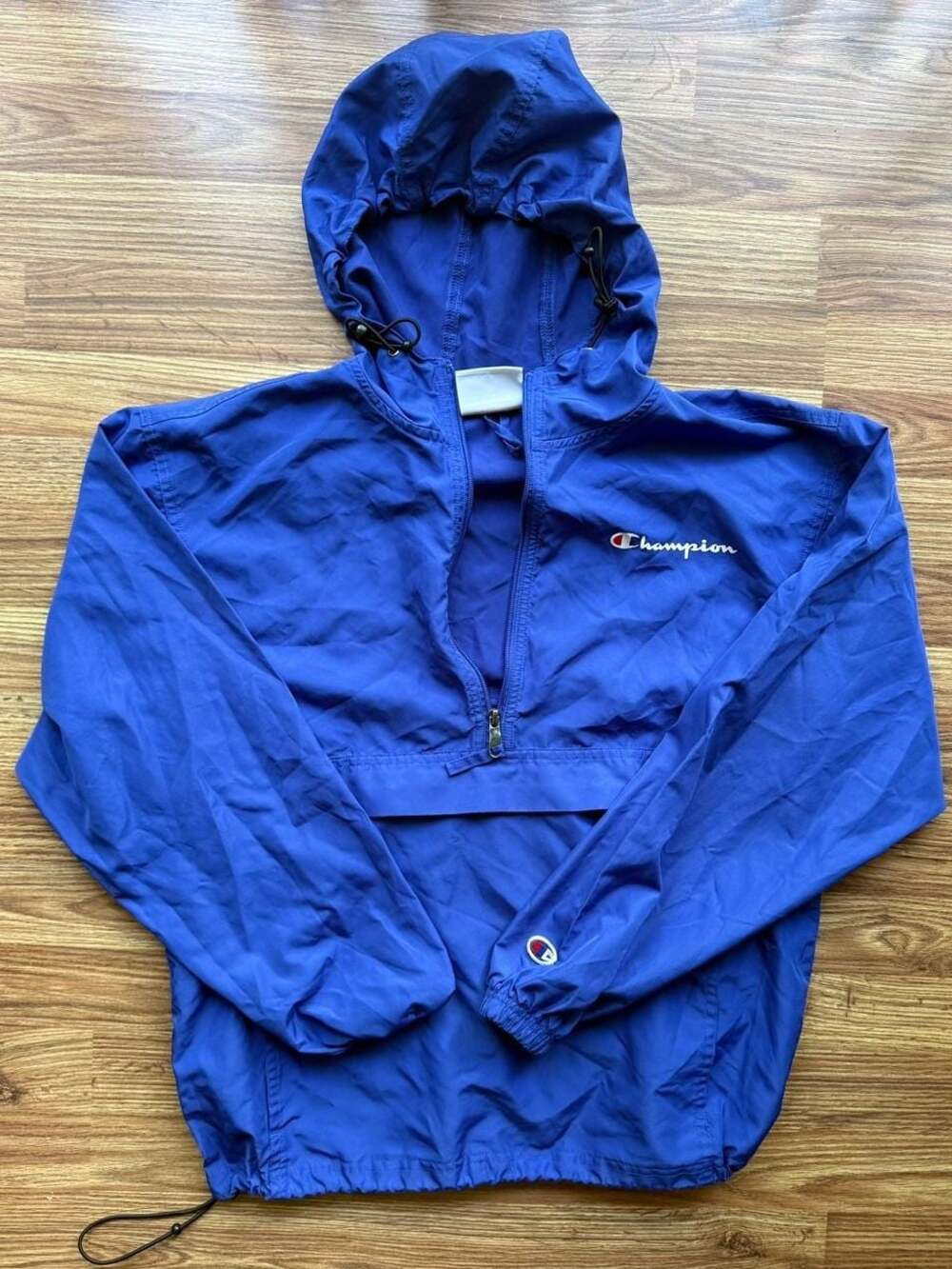 Champion Authentic Athleticwear Royal Blue Half-Zip Packable Hooded Windbreaker